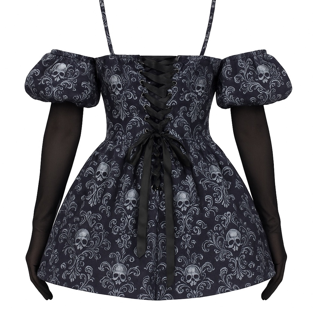 DOLLSKILL Vexed Hearts Mini Dress – Skull Print – Small – NWT – Retail $98 - Picture 4 of 5